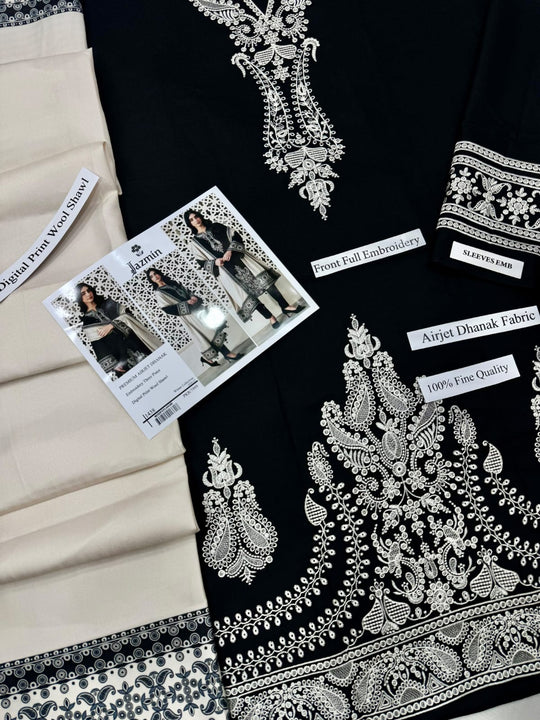 Airjet Dhanak 3-Piece Suit – Embroidered Dhanak Shawl