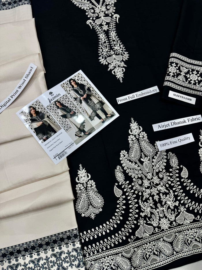 Airjet Dhanak 3-Piece Suit – Embroidered Dhanak Shawl