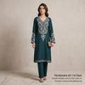 Green Embroidered Dhanak 2-Piece Suit