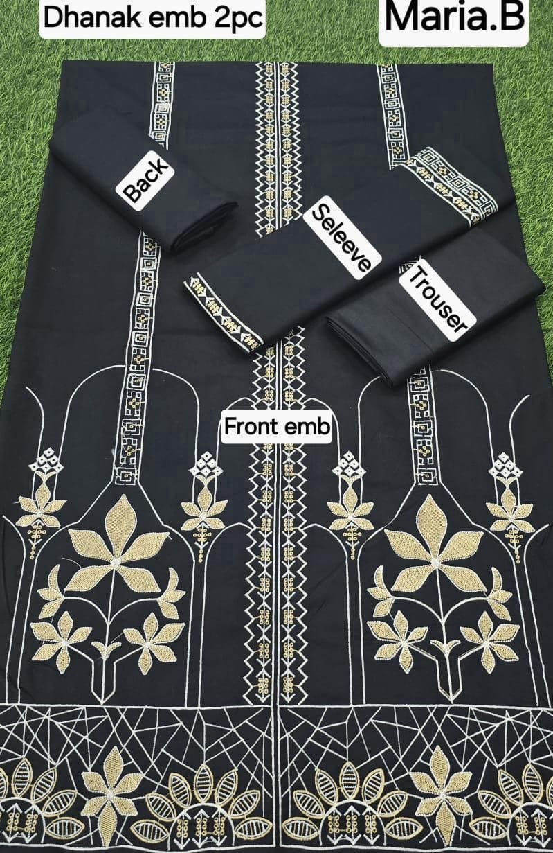 Black Embroidered Dhanak 2-Piece Suit