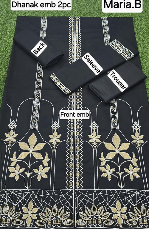 Black Embroidered Dhanak 2-Piece Suit