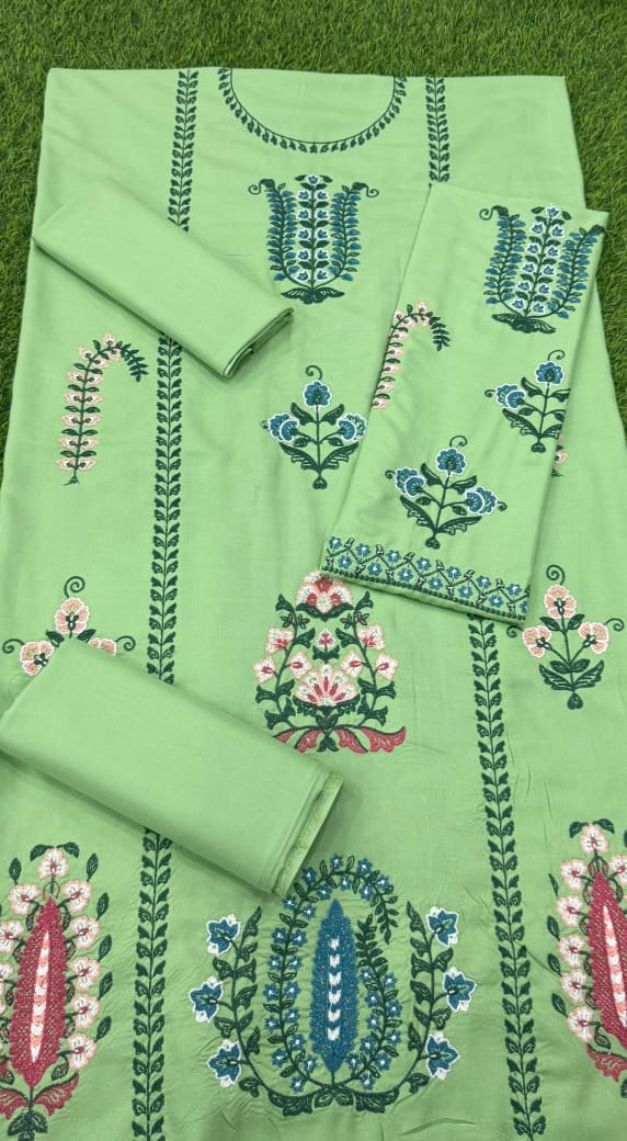 Parrot Dhanak Luxe 2-Piece Suit – Full Front Embroidery
