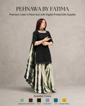Premium Linen 3-Piece Suit – Digital Print Silk Dupatta