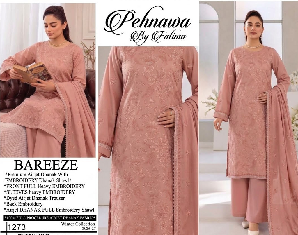 Airjet Dhanak 3-Piece Suit – Heavy Embroidered Dhanak Shawl